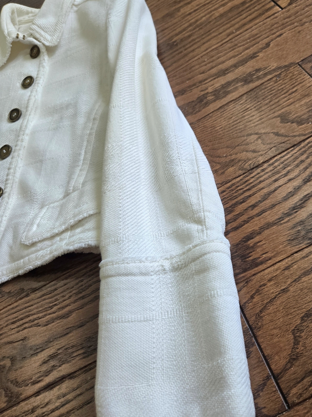 Burberry White Cotton-Blend Button Front Jacket Size 8 - Picture 5 of 16